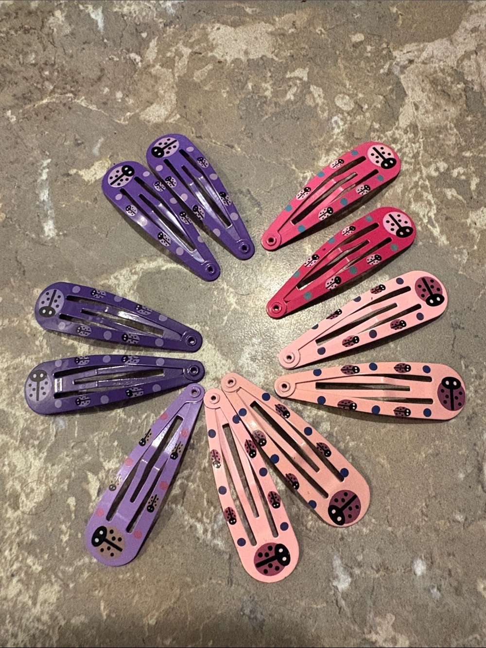 Kids Ladybug Snap Hair Clips Set - Pink & Purple